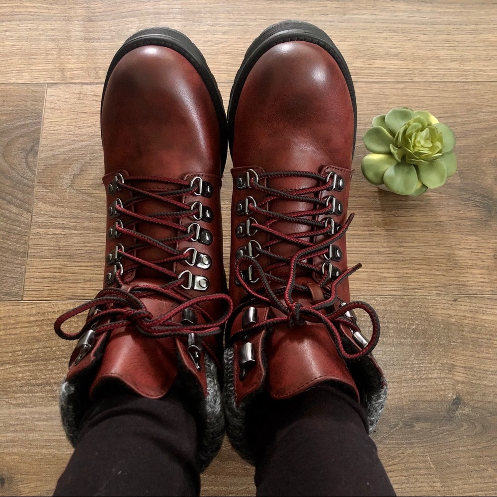sz6.5,7 MIA Maylynn Maroon Shearling Boots - Picture 6 of 8